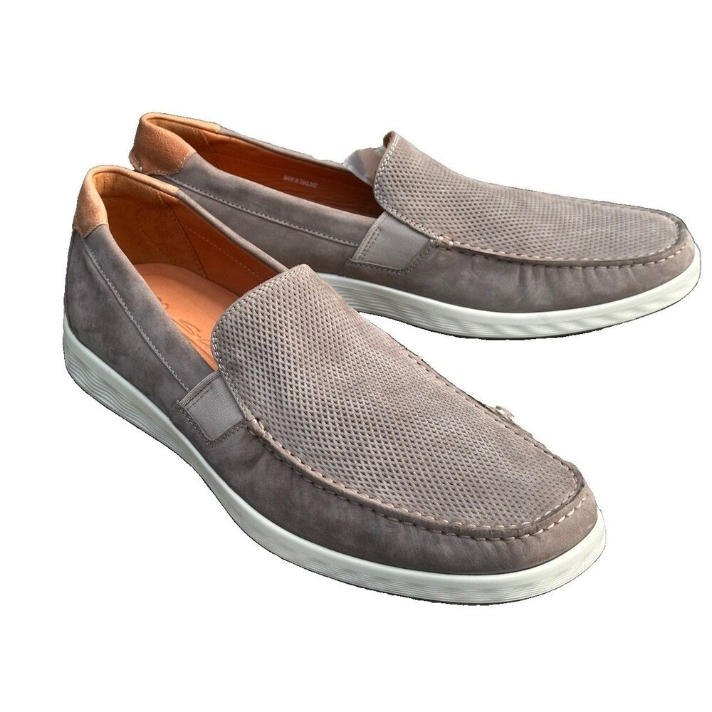 ECCO Mens S Lite Moc Nubuck Leather Driving Loafers Size 47 / 13-13.5 Warm Grey